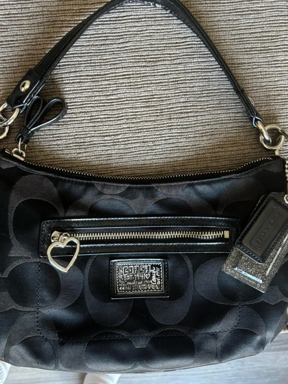 Y2K Coach Poppy Purse w/ Silver Accents & Heart Charm